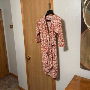 Tommy Bahama "Clara Isla Ikat" Small 3/4 Sleeve Knee-Length Wrap Sheath Dress